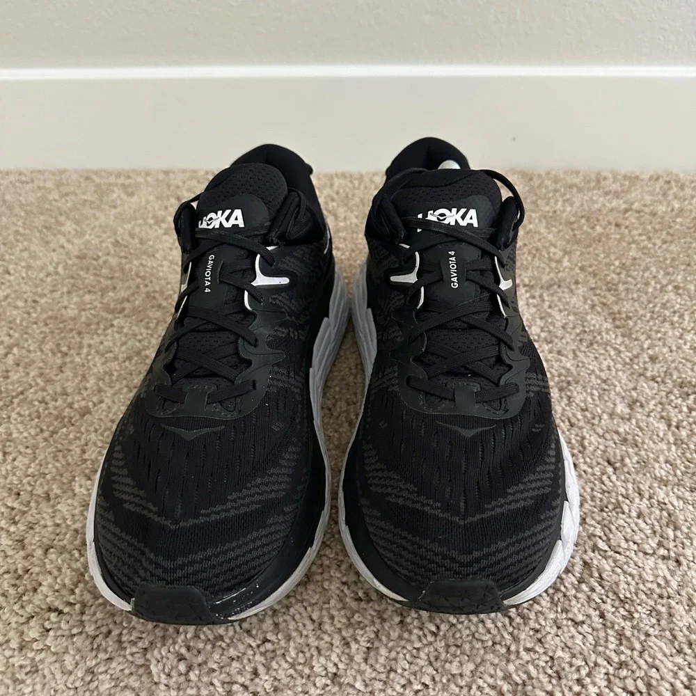 Hoka Gaviota 4 Running Shoes Mens 10.5 Black White 1123198 Stability Sneakers